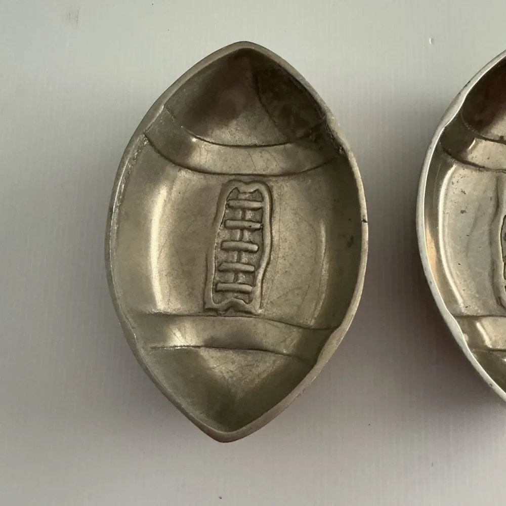 Pewter Football Shaped Trinket Dishes